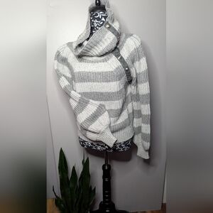 Gray and White Striped Women's Sweater Derek Lam